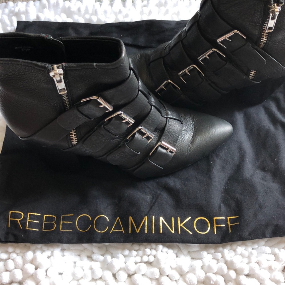 Rebecca Minkoff ankle boots with silver buckles